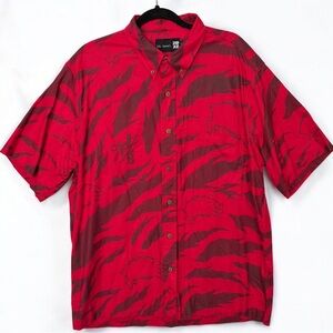 Sig Zane Hilo Hawai’i Men’s Aloha Cotton Button Shirt XL Red Boar Pig pu'a'a